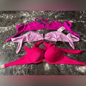 Lot of three small tops Beach Bunny and VS Lavender/ purple Bikini TOPS only
